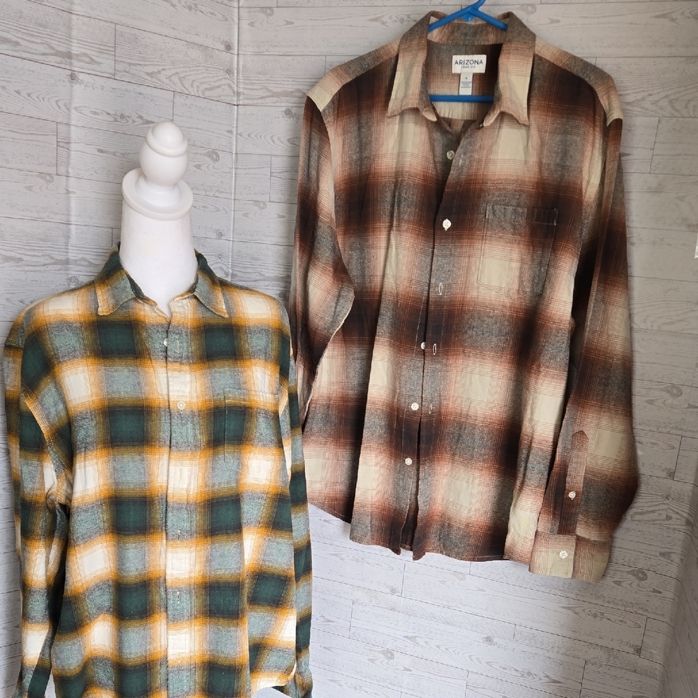 Arizona Jean Company Plaid Men's Button-Down Shirts Bundle Sz M